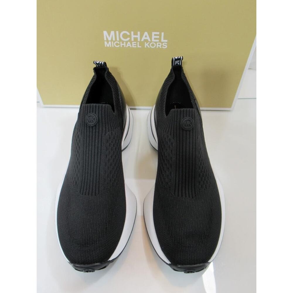 Michael Kors Ari Slip On Sneakers MK Logo Soft Stretch Knit Black Size 7 - Picture 6 of 8